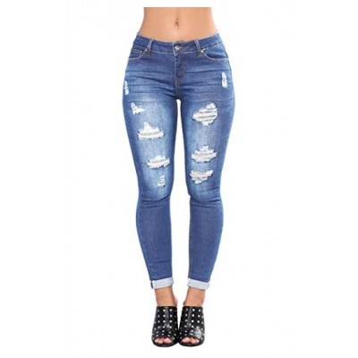 Women's High Waisted Ripped Skinny Jeans Distressed Slim Fit Stretchy Juniors Denim Pants