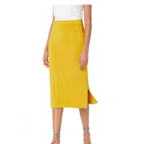 Dark Yellow Women's Pull on Knit Midi Skirt Dark Yellow Women's Pull on Knit Midi Skirt