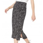 Black/White, Abstract/Animal Women's Pull on Knit Midi Skirt Black/White, Abstract/Animal Women's Pull on Knit Midi Skirt