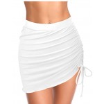 White Womens Swimsuit Black Bikini Bottom Swim Skirt Bathing Suit Side Pull Tie White Womens Swimsuit Black Bikini Bottom Swim Skirt Bathing Suit Side Pull Tie