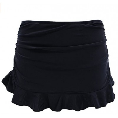 Manhattan Black Women's Swimdress Swimsuit Built-in Swim Bottoms Ruched Ruffle Skirt Bikini Bottoms