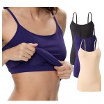 A-3pack - Black/Dark Blue/Apricot Womens Cotton Camisole Adjustable Strap Tank Tops with Shelf Bra Stretch Undershirts A-3pack - Black/Dark Blue/Apricot Womens Cotton Camisole Adjustable Strap Tank Tops with Shelf Bra Stretch Undershirts