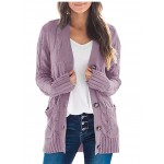 Women's Long Sleeve Cable Knit Sweater Open Front Cardigan Button Loose Outerwear  Women's Long Sleeve Cable Knit Sweater Open Front Cardigan Button Loose Outerwear