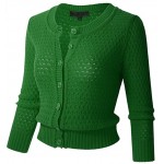 Womens Button Down 3/4 Sleeve Cropped Knit Cardigan Crochet Sweater  Womens Button Down 3/4 Sleeve Cropped Knit Cardigan Crochet Sweater